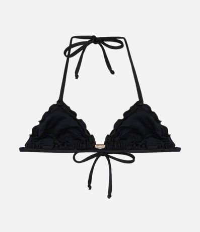 Bikini Top Triangular fruncido en Microfibra con borde Frufru y Adorno Metalizado 2