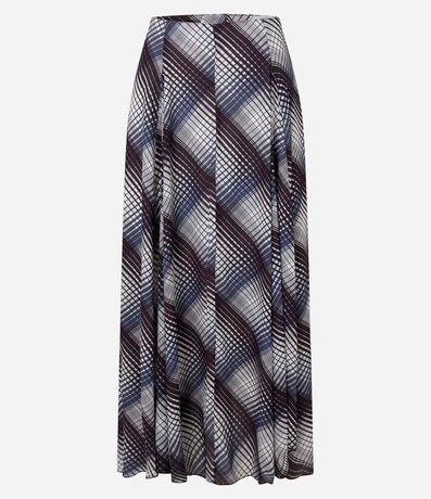 Pollera Larga en Chiffon de Cuadros con Efecto Degradé y Pliegues 6