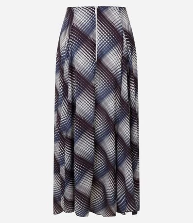 Pollera Larga en Chiffon de Cuadros con Efecto Degradé y Pliegues 7