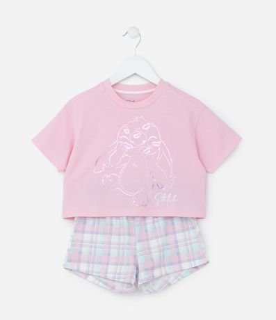 Pijama Infantil con Estampa de Stitch en Foil - Talle 5 a 14 años