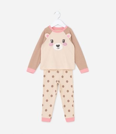 Pijama Infantil con Estampa Carita de Oso con Orejas - Talle 2 a 4 años