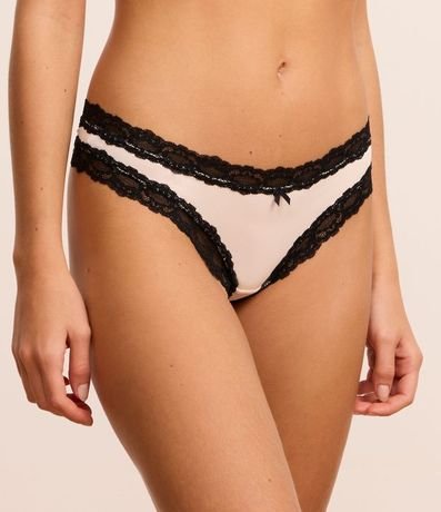 Kit 02 Bombachas Bikini Hilo en Microfibra con Encaje en las Sisas 3