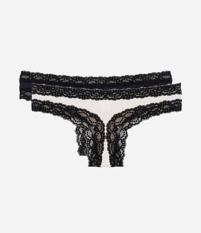 Kit 02 Bombachas Bikini Hilo en Microfibra con Encaje en las Sisas 2