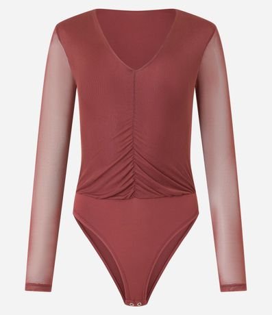 Body en Tule con Fruncido Delantero y Manga Transparente 5