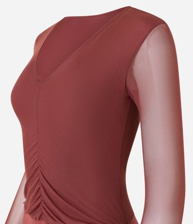 Body en Tule con Fruncido Delantero y Manga Transparente 6