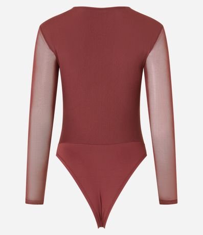 Body en Tule con Fruncido Delantero y Manga Transparente 7