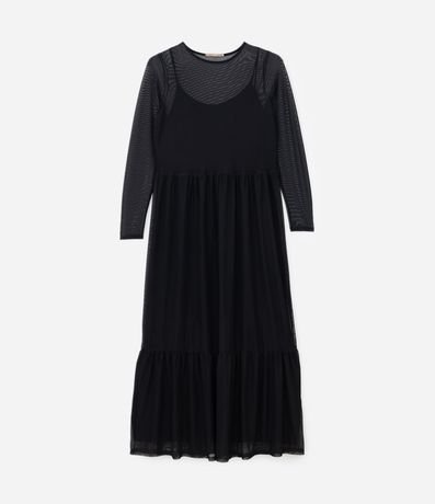 Vestido Midi Tule Sobreposto con Babados Curve & Plus Size 5