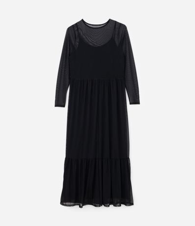 Vestido Midi Tule Sobreposto con Babados Curve & Plus Size 6