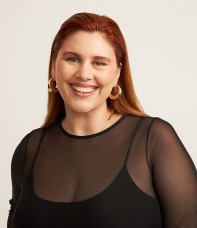 Vestido Midi Tule Sobreposto con Babados Curve & Plus Size 4