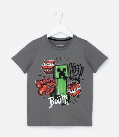 Pijama Infantil en Algodón con Estampa Minecraft - Talle 6 a 14 años 2