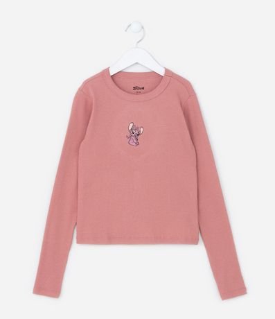 Remera Infantil Acanalada con Bordado de Angel - Talle 5 a 14 años