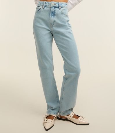 Pantalón Recto en Jeans con Tiro Alto y Eefecto Marmól 3