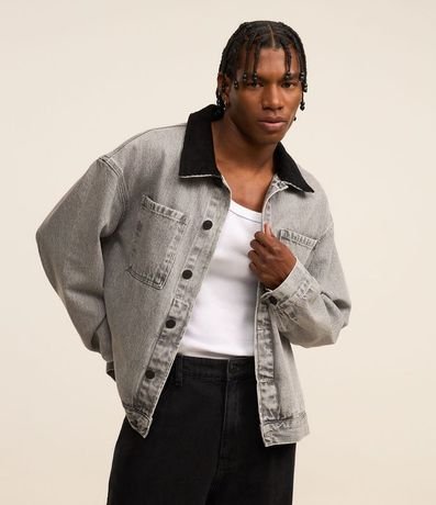 Campera Trucker Boxy con Cuello de Terciopelo