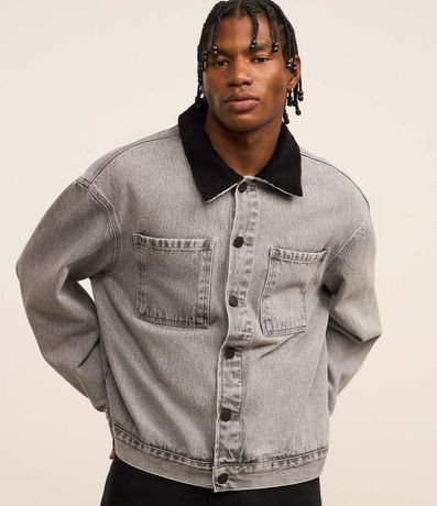 Campera Trucker Boxy con Cuello de Terciopelo 4