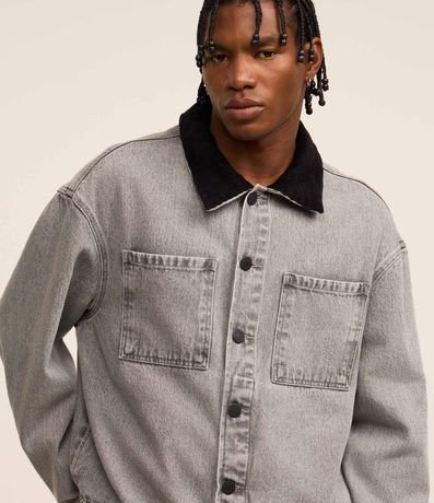 Campera Trucker Boxy con Cuello de Terciopelo 6