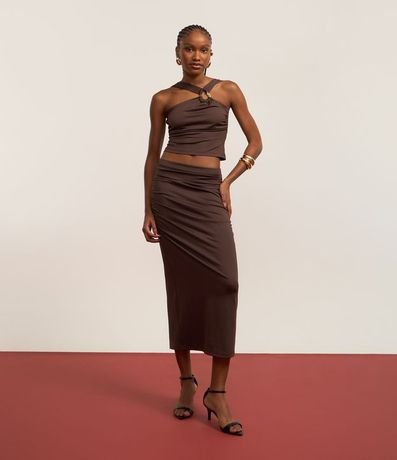 Pollera New Midi con Frunzidos y Fenda 6