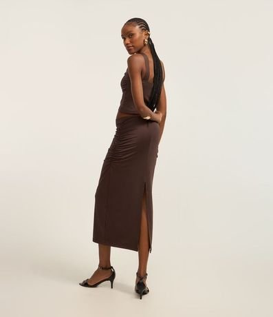 Pollera New Midi con Frunzidos y Fenda