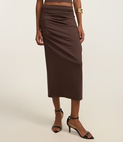 Pollera New Midi con Frunzidos y Fenda 3