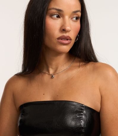 Blusa de PU Cosida Sin Mangas y con Cremallera Lateral 4