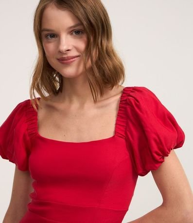 Vestido Corto en Bengalina con Manga Abullonada 3