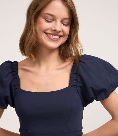 Vestido Corto en Bengalina con Manga Abullonada 3