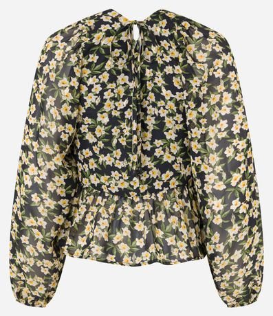 Blusa Corta en Chiffon con Lazo y Estampa Floral 9