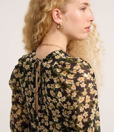 Blusa Corta en Chiffon con Lazo y Estampa Floral 5