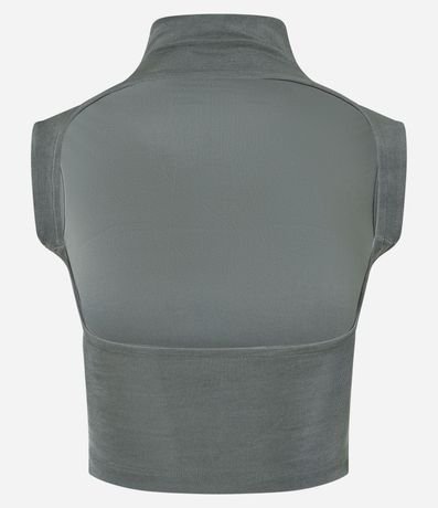 Blusa Cropped Fruncida en Rib con Cuello Alto y Espalda Abertas 6