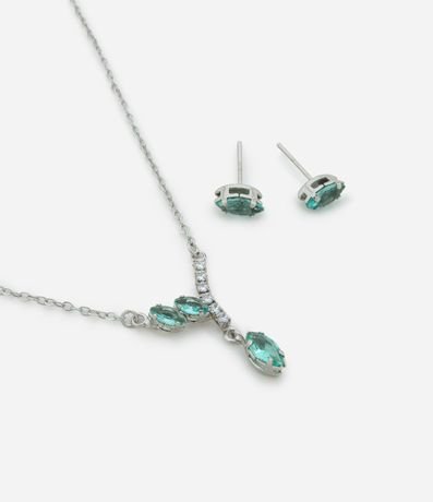 Conjunto de Collar y Caravanas Delicadas con Detalles en Zirconia