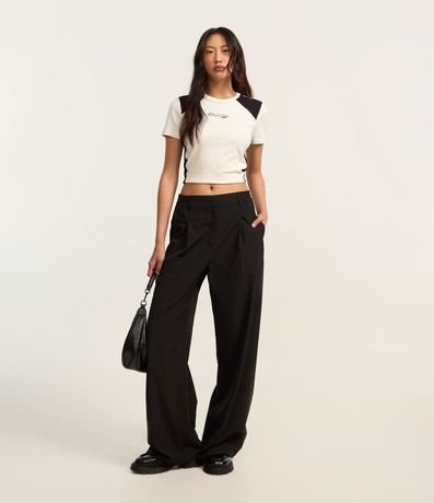 Pantalón Recto Sastrería con Trabillas y Cintura Elástica