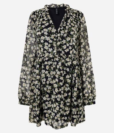 Vestido Corto en Chiffon Floral con Volados 7