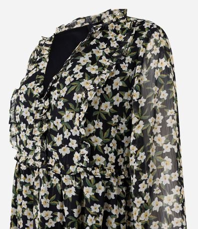 Vestido Corto en Chiffon Floral con Volados 8