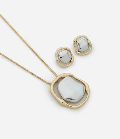 Conjunto de Collar Largo y Caravanas en Forma Orgánica y Baño Mixto