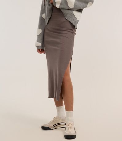 Pollera Midi en Rib con Bajo Picot y Fenda 3