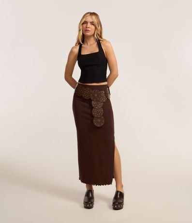 Pollera Midi en Rib con Bajo Picot y Fenda 2