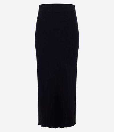 Pollera Midi en Rib con Bajo Picot y Fenda