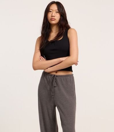 Pantalón Flare Acanalada con Lazo en la Cintura 2