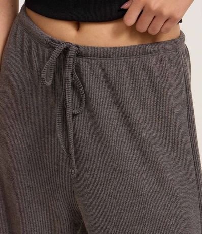 Pantalón Flare Acanalada con Lazo en la Cintura 4