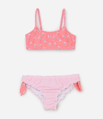 Bikini Infantil en Microfibra con Estampa de Cerezas - Talle 1 a 4 años