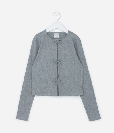 Blusa Infantil en Rib con Abertura y Lacitos - Talle 5 a 14 años