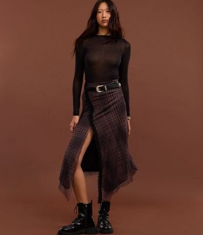 Pollera New Midi en Tule de Cuadros con Puntas 5