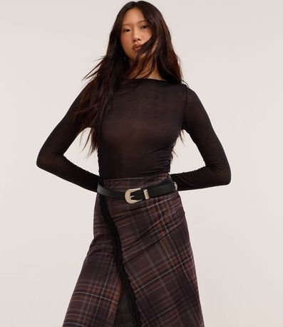 Pollera New Midi en Tule de Cuadros con Puntas 2