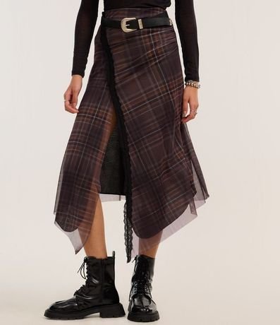 Pollera New Midi en Tule de Cuadros con Puntas 3