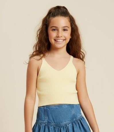 Blusa Cropped Infantil Acanalada en Punto - Talle 5 a 14 años