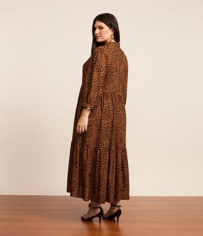 Vestido Midi en Animal Print y Volados Curve & Plus Size 2