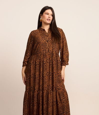 Vestido Midi en Animal Print y Volados Curve & Plus Size 3