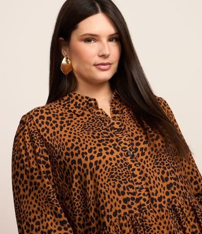 Vestido Midi en Animal Print y Volados Curve & Plus Size 4