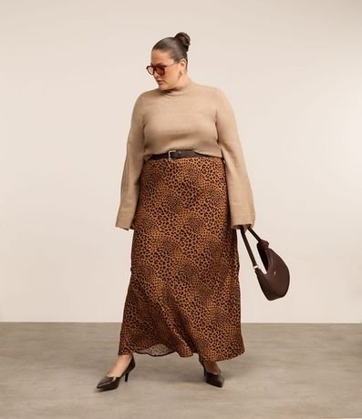 Pollera Larga en Viscosa Animal Print Leopardo Curve & Plus Size