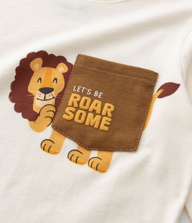 Remera Infantil con Pequeño Bolsillo Estampa de Leoncito - Talle 1 a 6 años 4