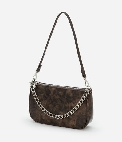 Cartera Baguette Pequeña Efecto Desteñida con Detalle de Cadena 4